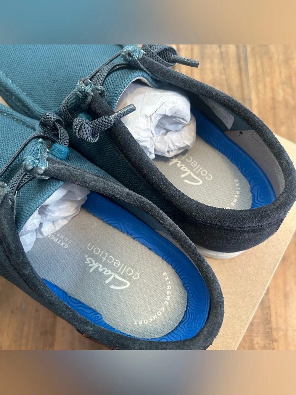 New Clarks SHACRELITE Moc Loafers Blue Size 10M Men’s Shoes Slip On Casual
